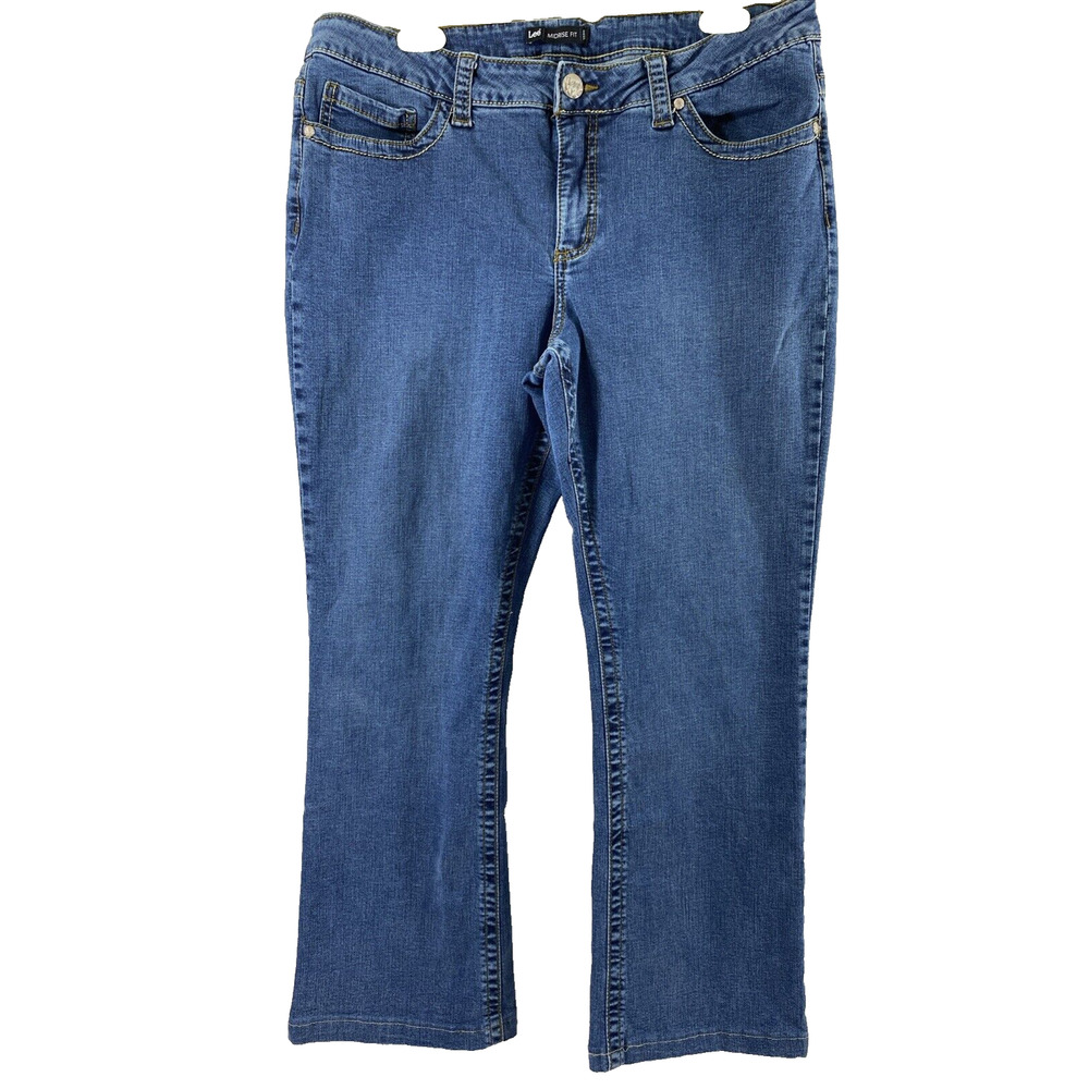 Lee Jeans Womens Size 16 M Mid Rise Blue Medium Wash Stretch Casual